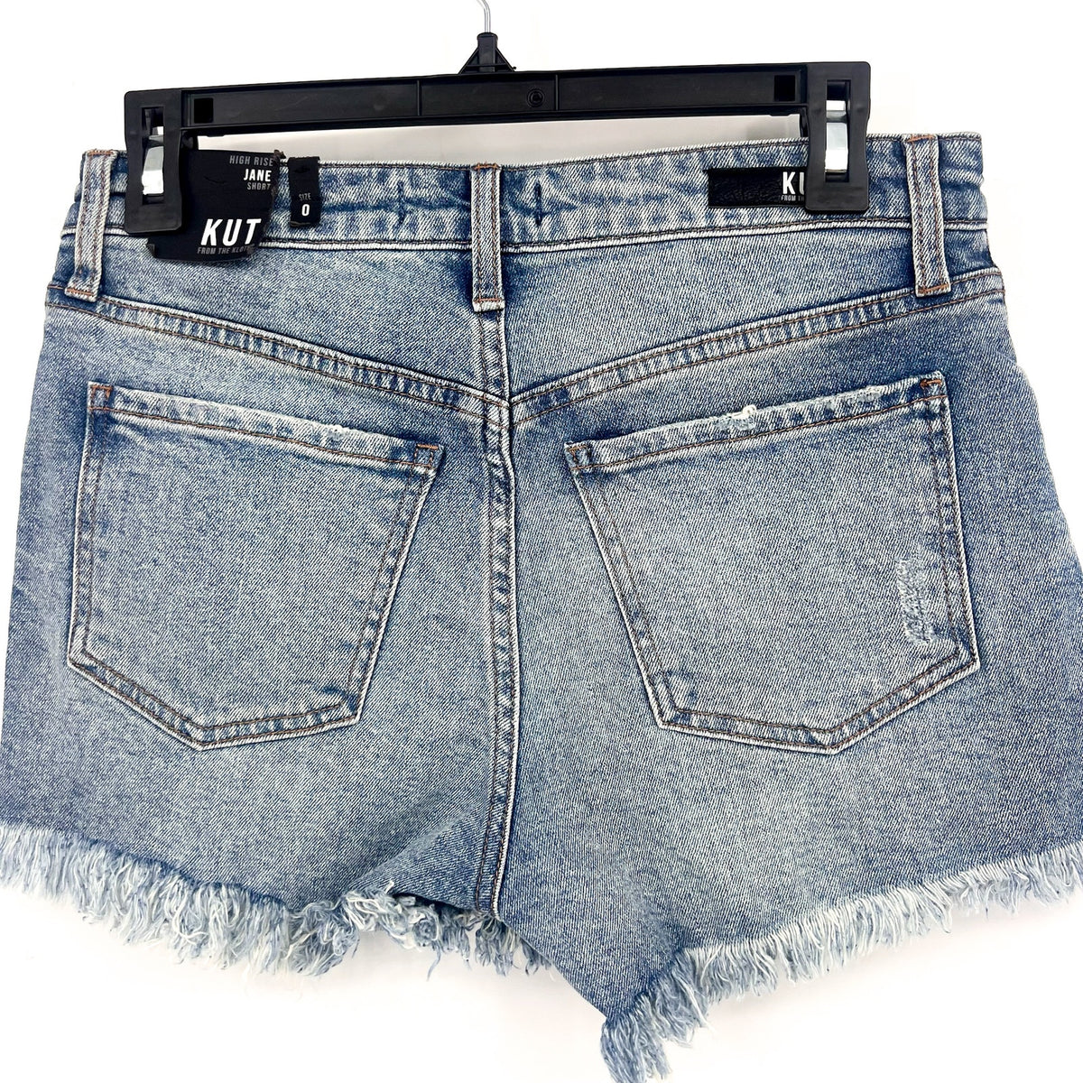 KUT FROM THE KLOTH Jane Jean Shorts Size 0 Proactive Blue Fray Hem NWT