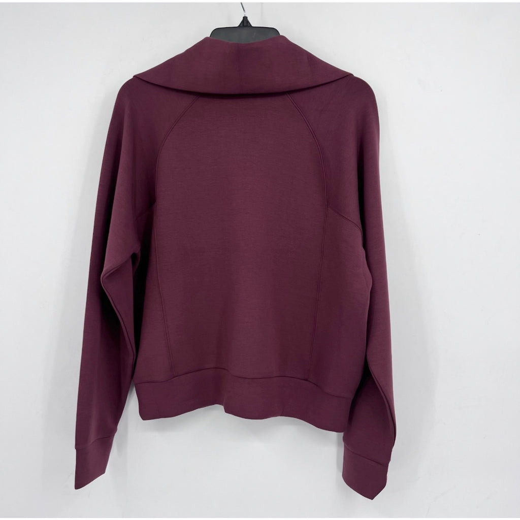 SPANX Womens AirEssentials 1/2 Zip Pullover Sweatshirt Medium Wine Red Spice NWT
