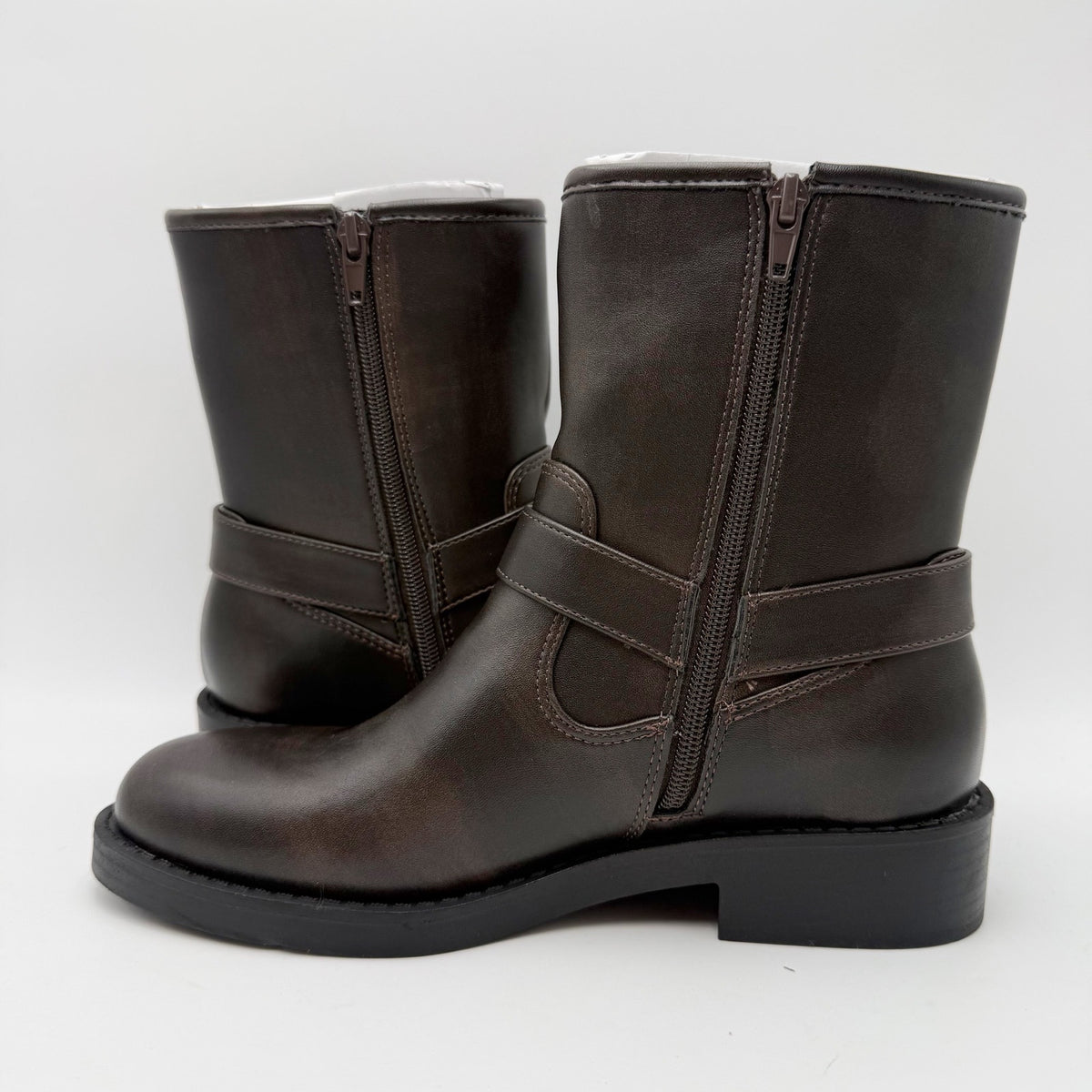 DV by Dolce Vita Womens Poca Harness-Strap Moto Boots Size 7 M Brown NWOB