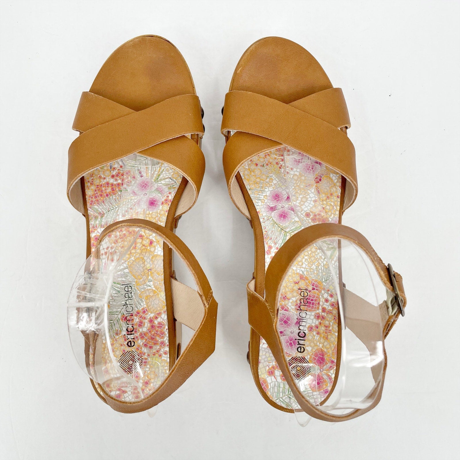 Eric Michael Womens Brooke Sandals EU 41 US 10-11M Brown Leather NIB