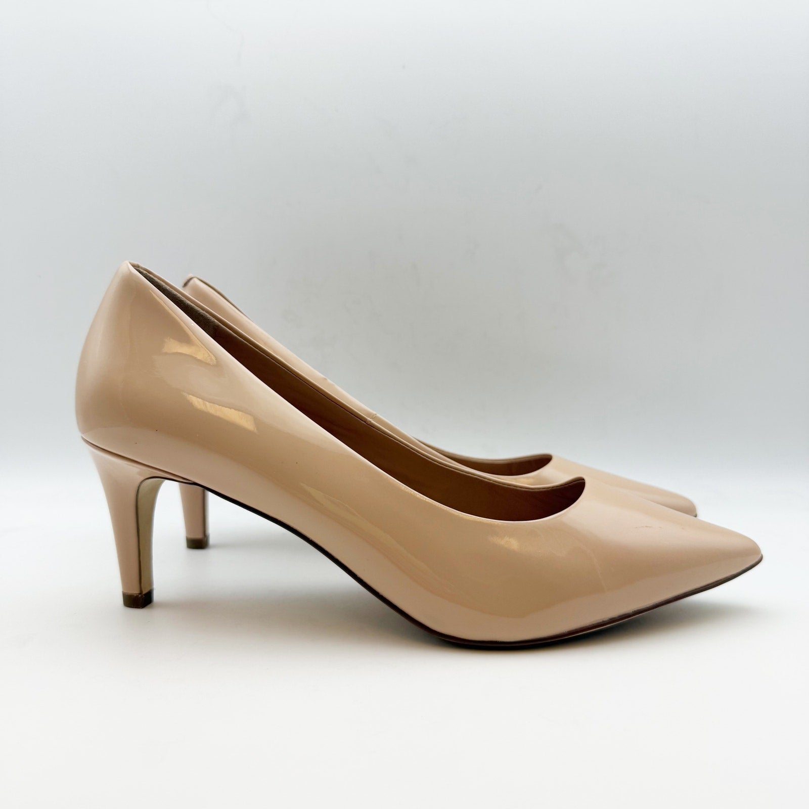 Cole Haan Womens Vandam Pumps US 9.5 Tan Brush Patent Leather 65mm NWOB