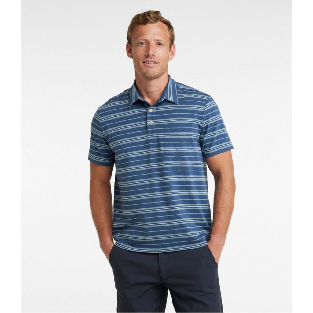 L.L.BEAN Mens Lakewashed Performance Polo Shirt XXL Blue-Green Short-Sleeve NWT