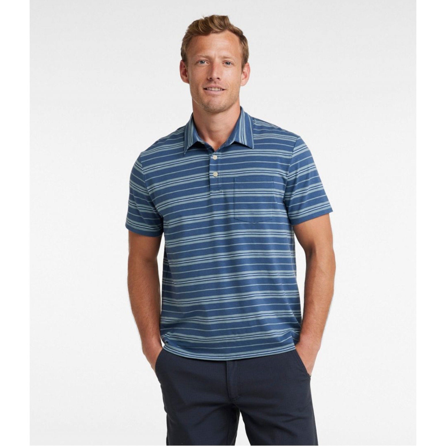 L.L.BEAN Mens Lakewashed Performance Polo Shirt XXL Blue-Green Short-Sleeve NWT