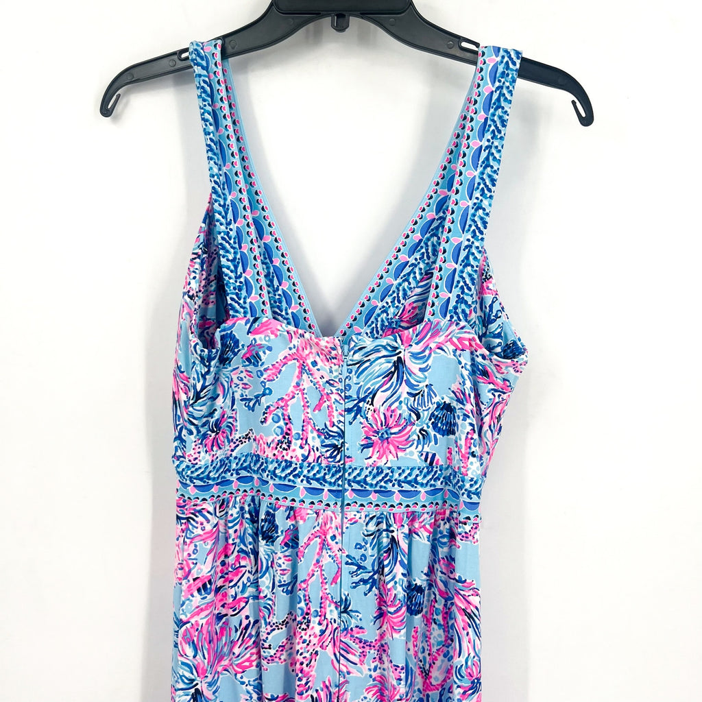 LILLY PULITZER Serena V-Neck Maxi Dress Size 2 Celestial Blue Seek and Sea NWT