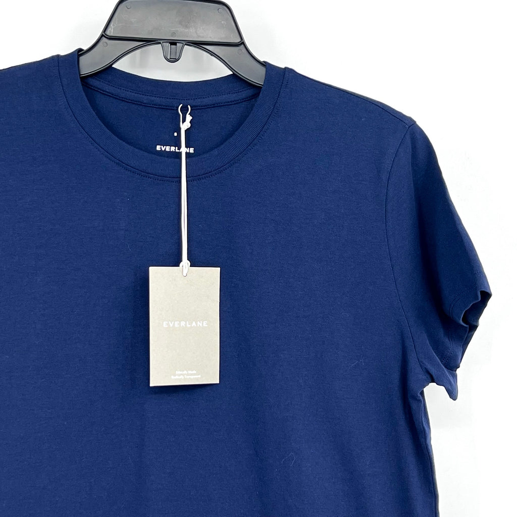 EVERLANE Women's The Box-Cut Tee Small Navy Blue Essential Cotton Crewneck NWT