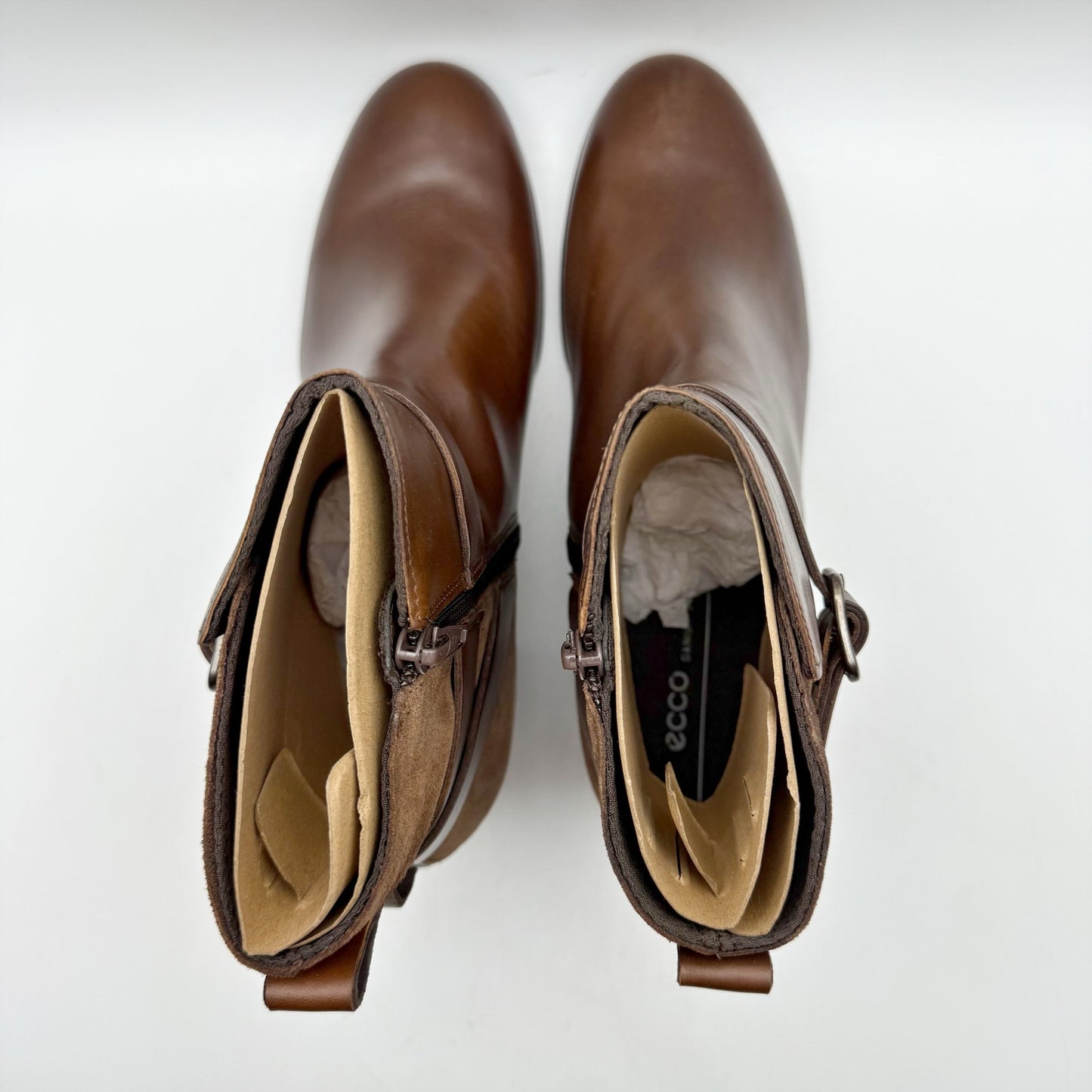 Ecco Womens Dress Classic Ankle Boots EU 40 US 9 Walnut Brown Leather 35 mm NWOB