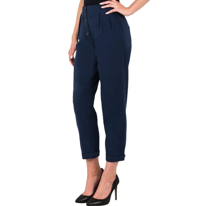 STANDARDS & PRACTICE Francine Cropped Carrot Pants Size 14 Midnight Blue NWT