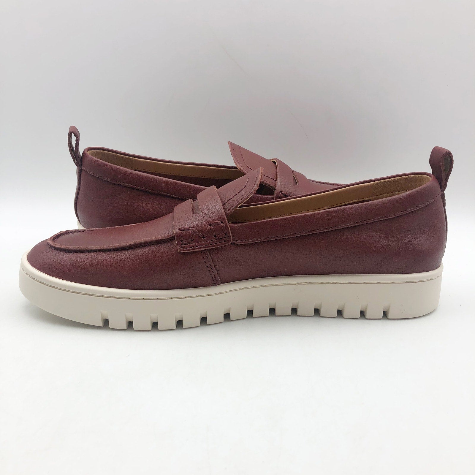 VIONIC Womens Uptown Loafers Size 8.5 Syrah Brown Leather Slip-ons NIB