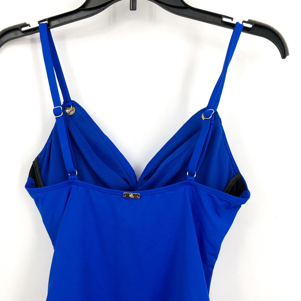 LAUREN RALPH LAUREN Womens Toggle Tankini Size 6 Blue Beach Club Solids Swim NWT