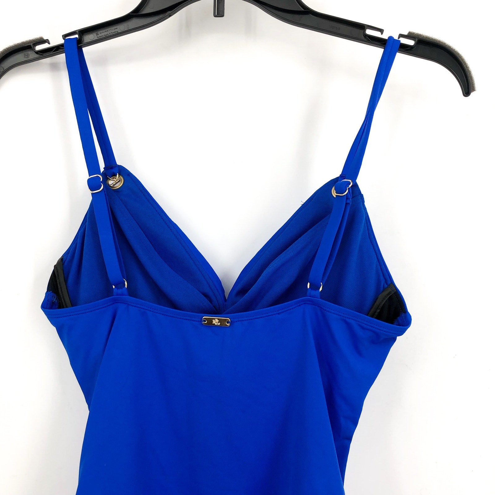 LAUREN RALPH LAUREN Womens Toggle Tankini Size 6 Blue Beach Club Solids Swim NWT