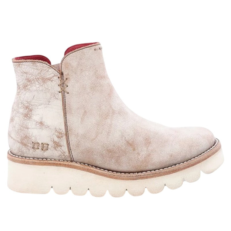 BEDSTU Womens Lydyi Ankle Bootie US 10 White Rustic Side Zipper Leather Boot NIB
