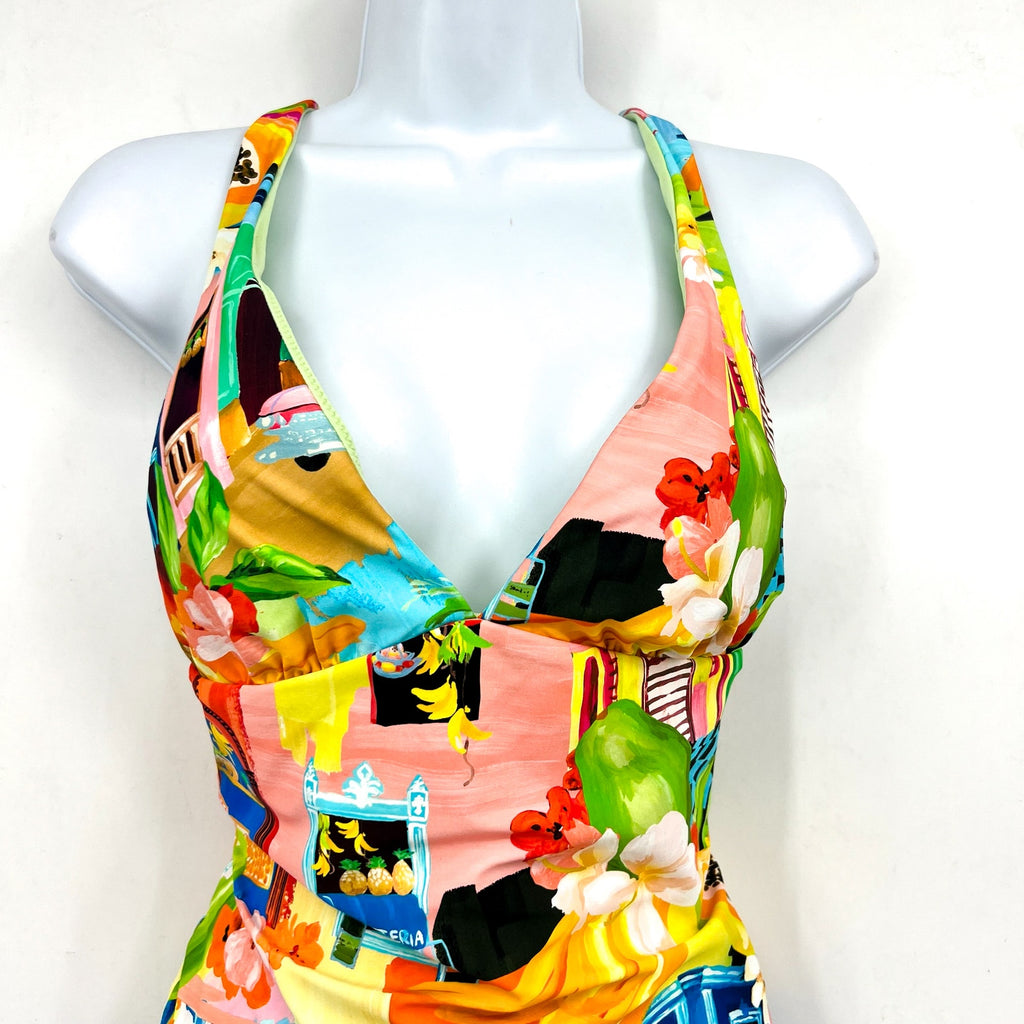SEAFOLLY Women's Deep V Neck One Piece Swimsuit Size 8 Cuba Turquoise NWT