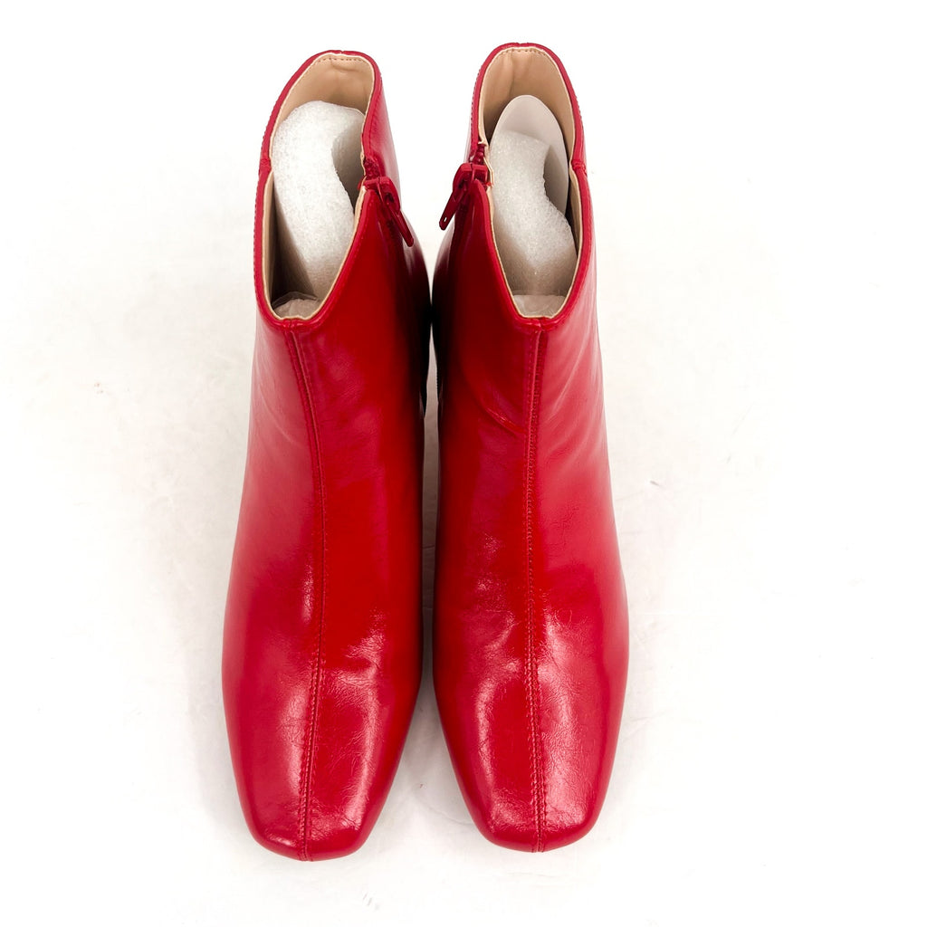 JOURNEE COLLECTION Kelssa Heeled Booties Size 8 Red Patent Vegan Leather NIB