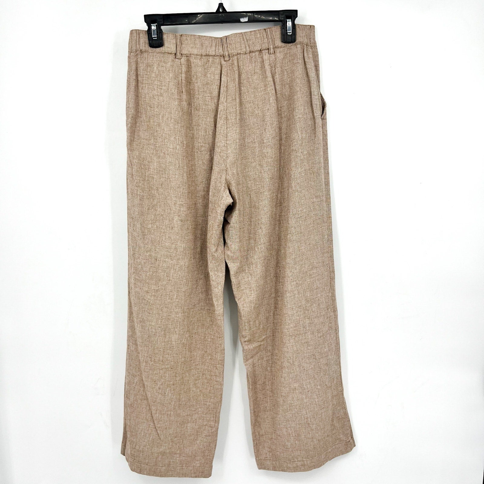 NIC + ZOE Women's Eliot Wide-leg Dress Pants 8 Petite Brown Mix Linen Cotton NWT