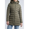 SAVE THE DUCK Joanne Hooded Longline Puffer Jacket Large Size 12 Grey Taupe NWT