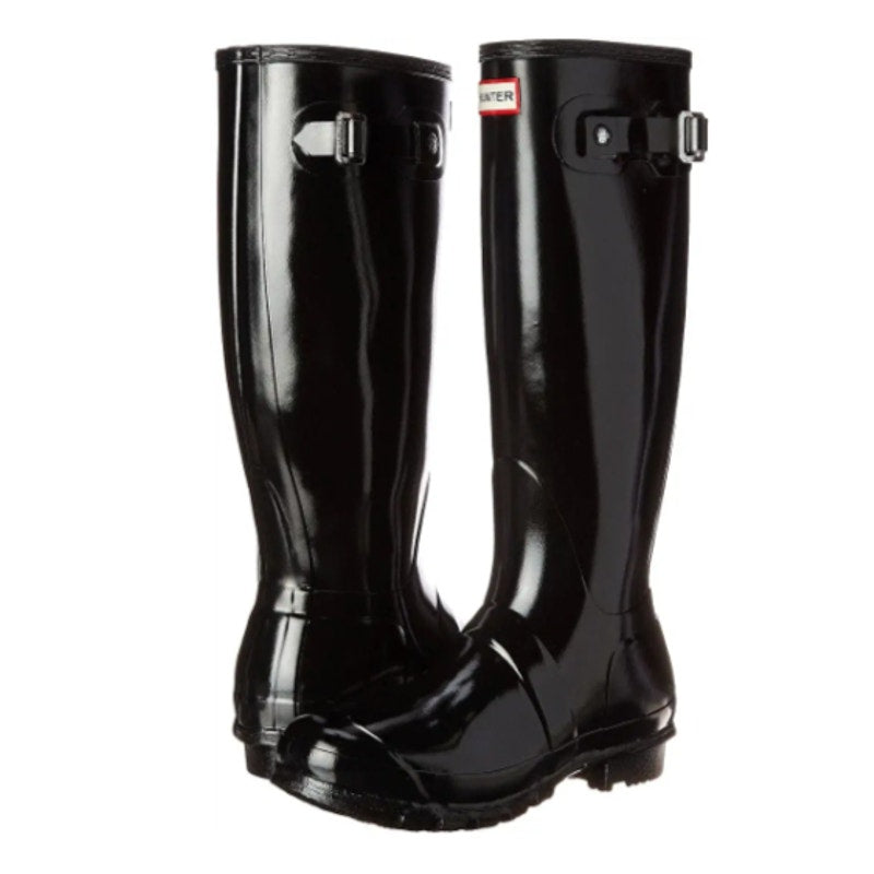Hunter Womens Original Tall Gloss Rain Boots US 10 Black Waterproof NWOB