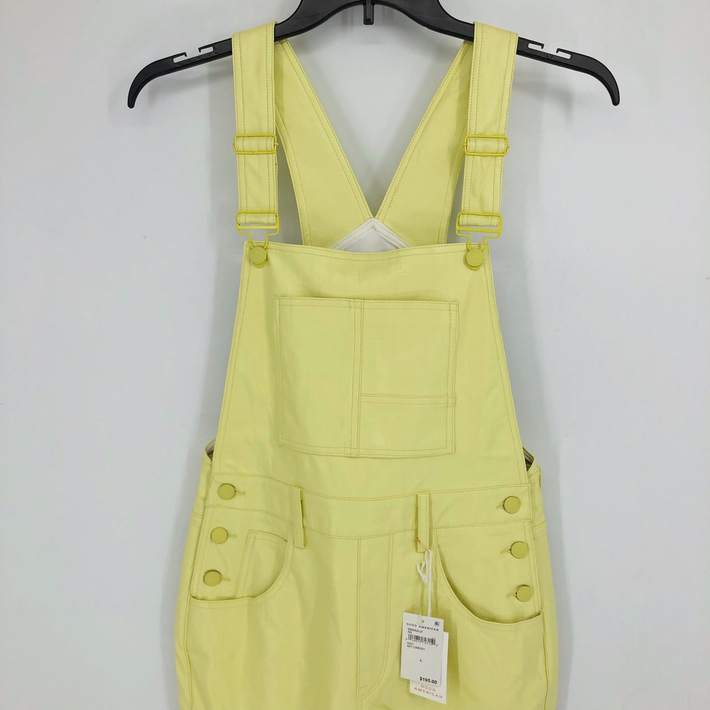GOOD AMERICAN Better Than Leather Straight Leg Overalls US 6 Key Lime Green NWT