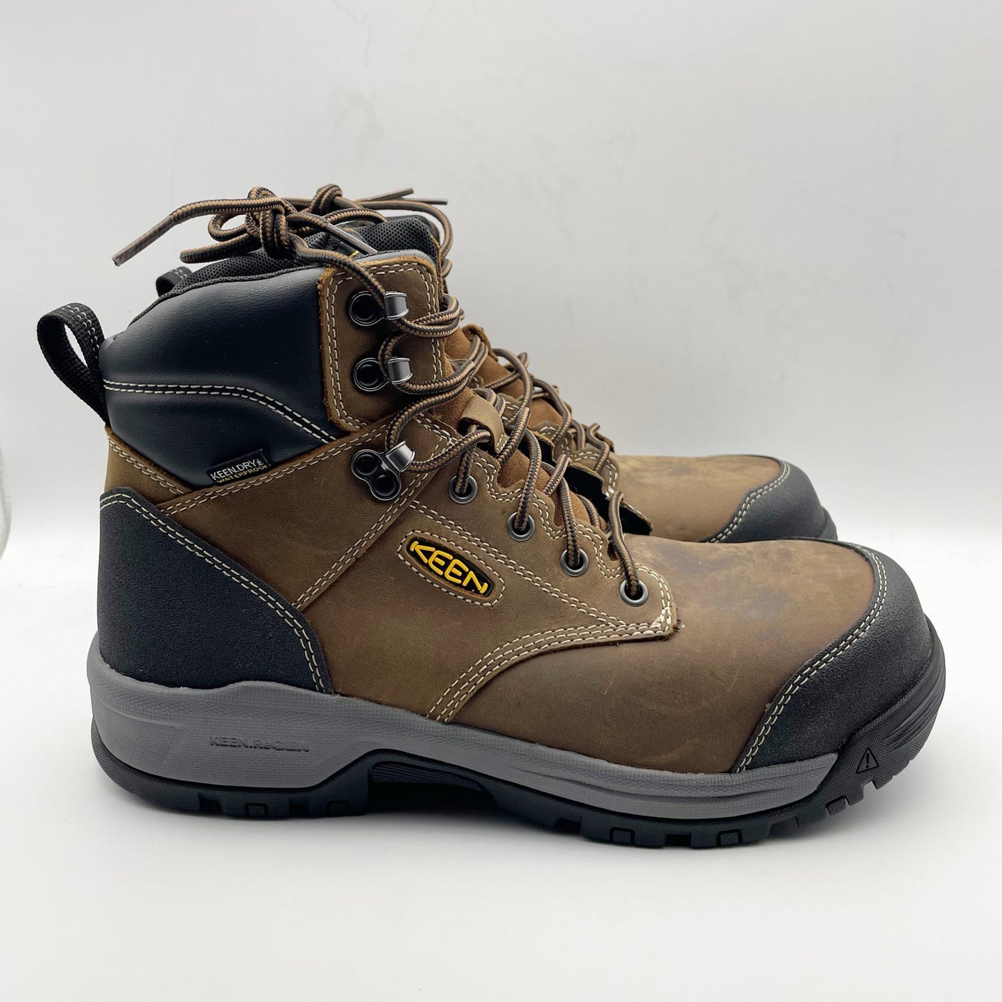 KEEN Womens Evanston 6" Work Boots US 8.5 Wide Brown Carbon Fiber Toe WP NIB