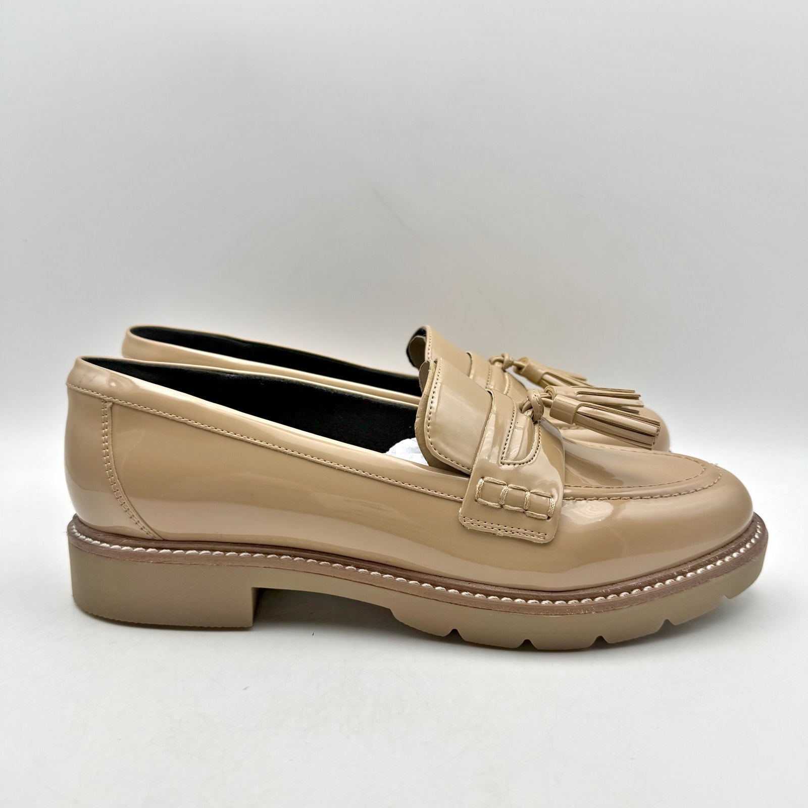 Rockport Womens Kiara Loafers US 9.5 M Tan Natural Vegan Patent Leather NWOB
