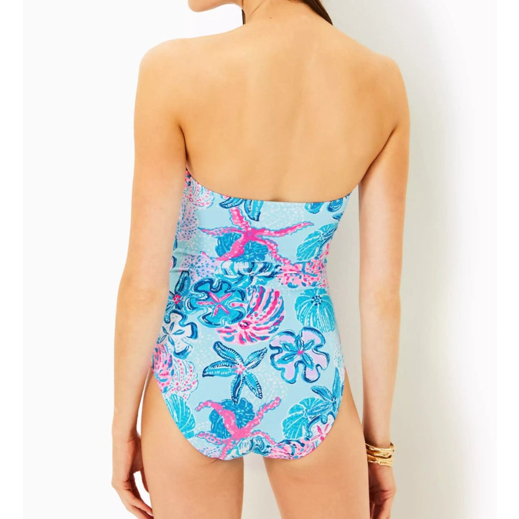 LILLY PULITZER Womens Flamenco One Piece Size 0 Blue Bahamas Beachcomber NWT