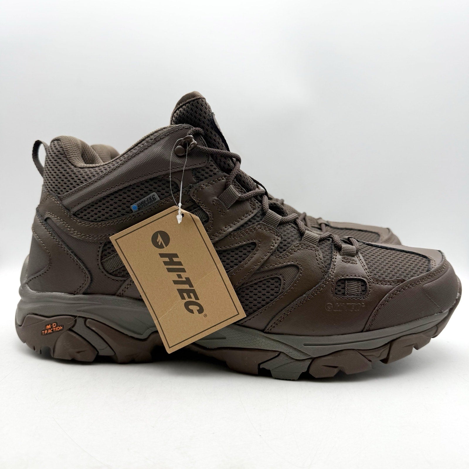Hi-Tec Mens Ht Ravus Mid Hiking Boots US 15 EU 48 Brown Waterproof NWOB
