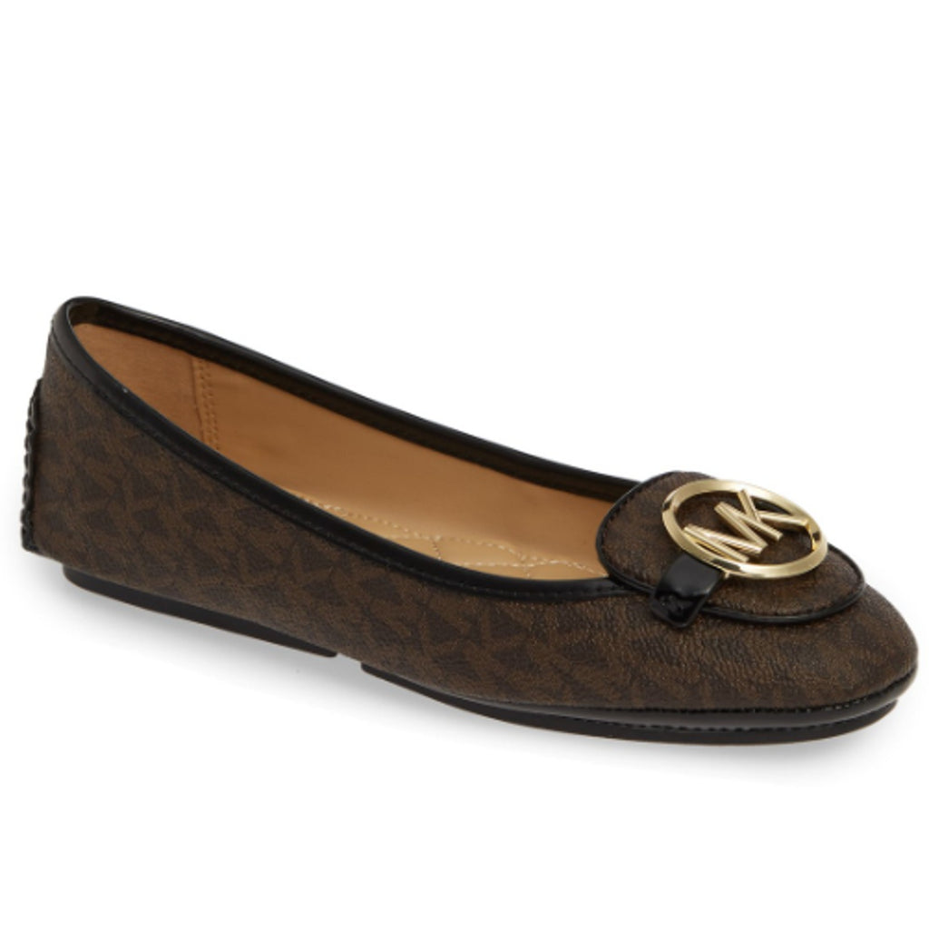 Michael Kors Womens Lillie Moc Flats US 9 Brown MK Logo NIB