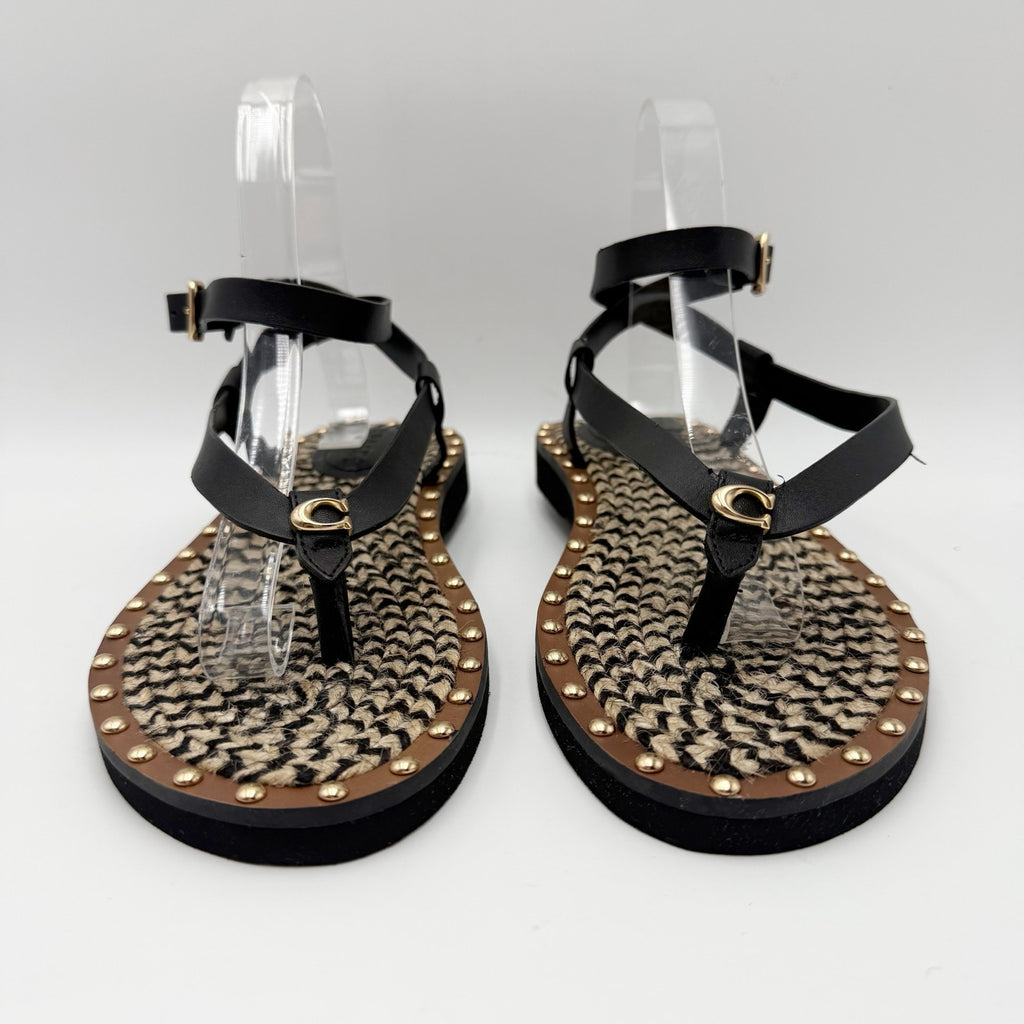 Coach Womens Gracey Sandals Size 7.5 M Black Leather NWOB