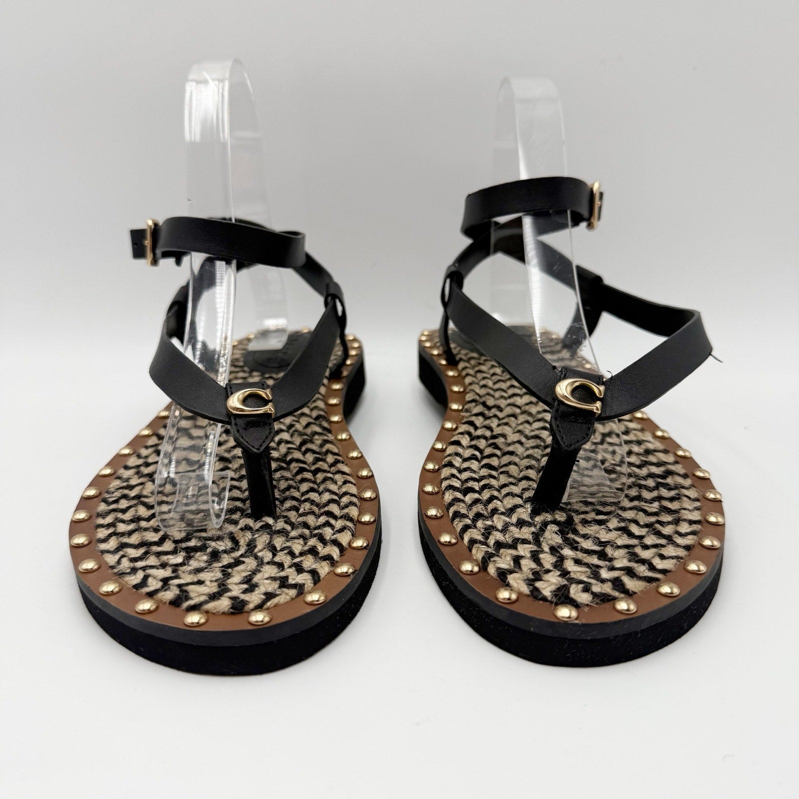 Coach Womens Gracey Sandals Size 7.5 M Black Leather NWOB