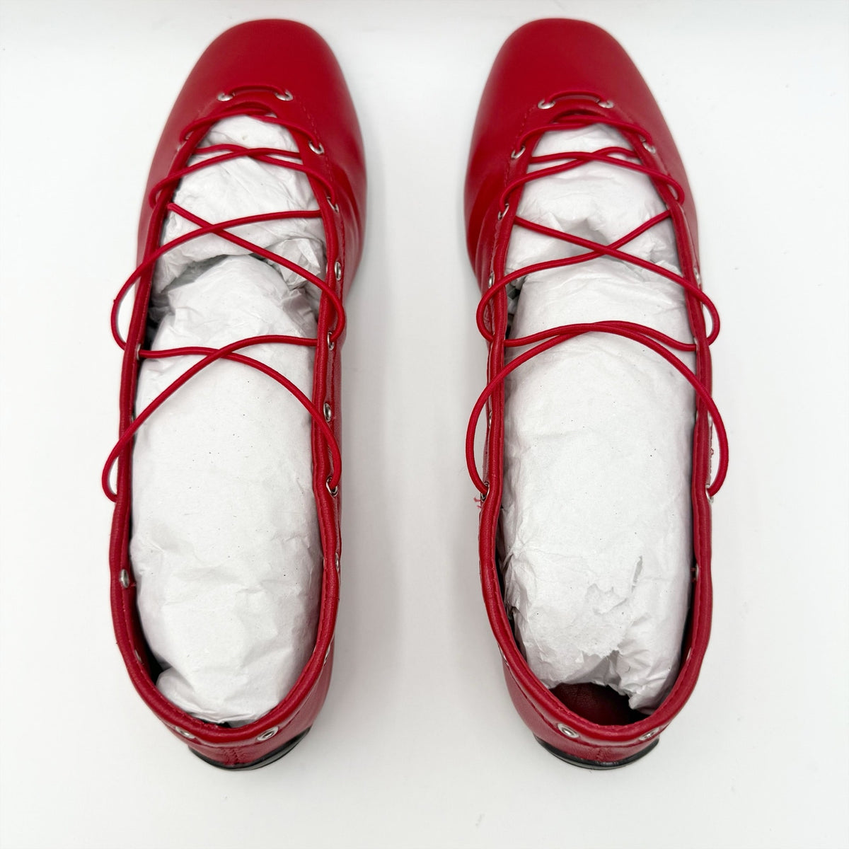 Steve Madden Womens Pointe Flats Size 8 M Red Leather Lace-Up NIB