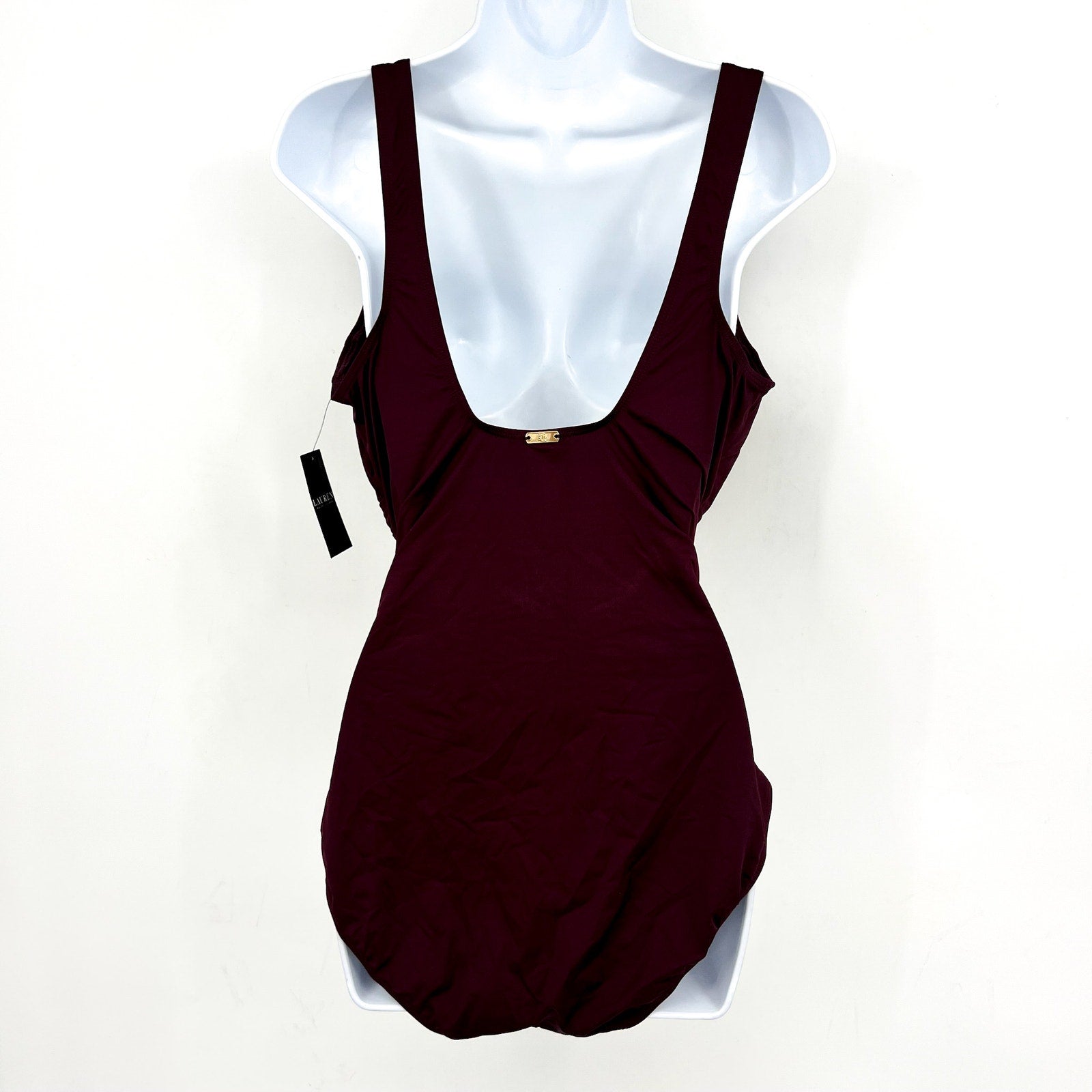 LAUREN RALPH LAUREN Beach Club One-Piece Swimsuit Size 16 Claret Red Ring NWT