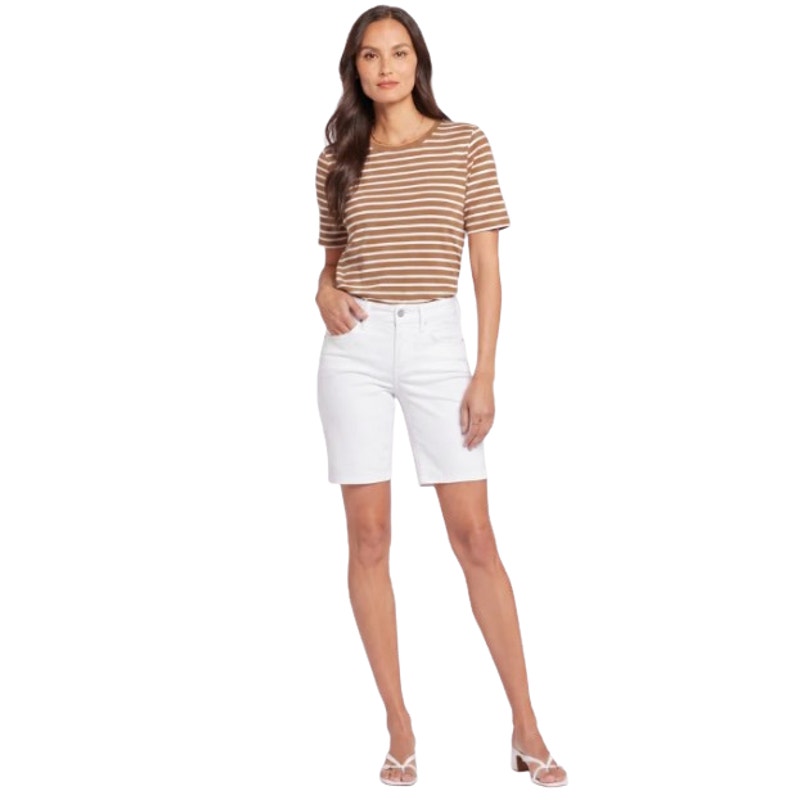 NYDJ Women's Ella Denim Shorts With Side Slits Size 8 Optic White Stretch NWT