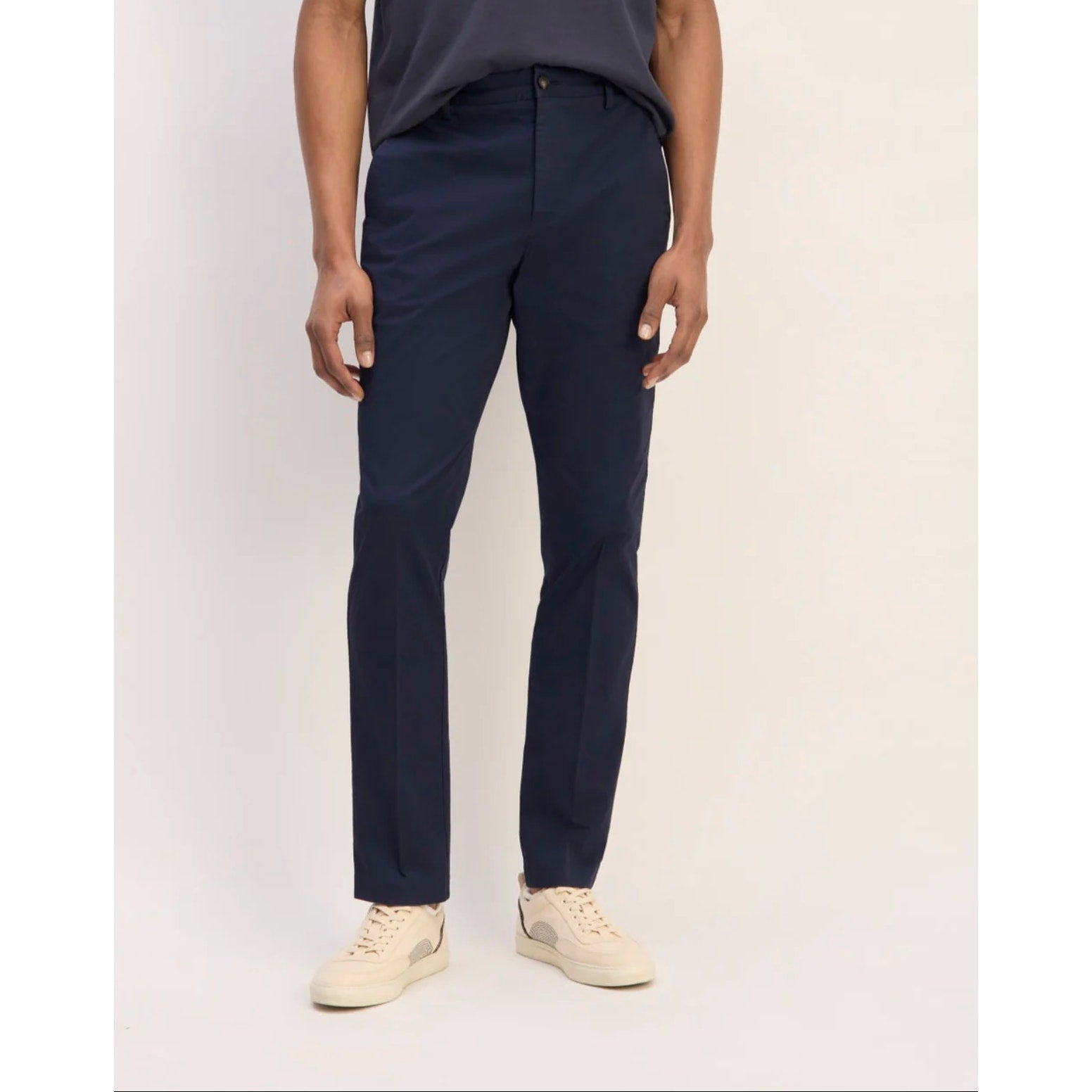 EVERLANE Mens Air Chino Pants 35x32 Navy Blue Stretch Cotton Poplin Slim Fit NWT