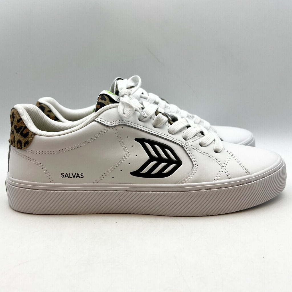 Cariuma Salvas Low Sneakers Womens 11.5 Mens 10 White Leopard Leather NIB