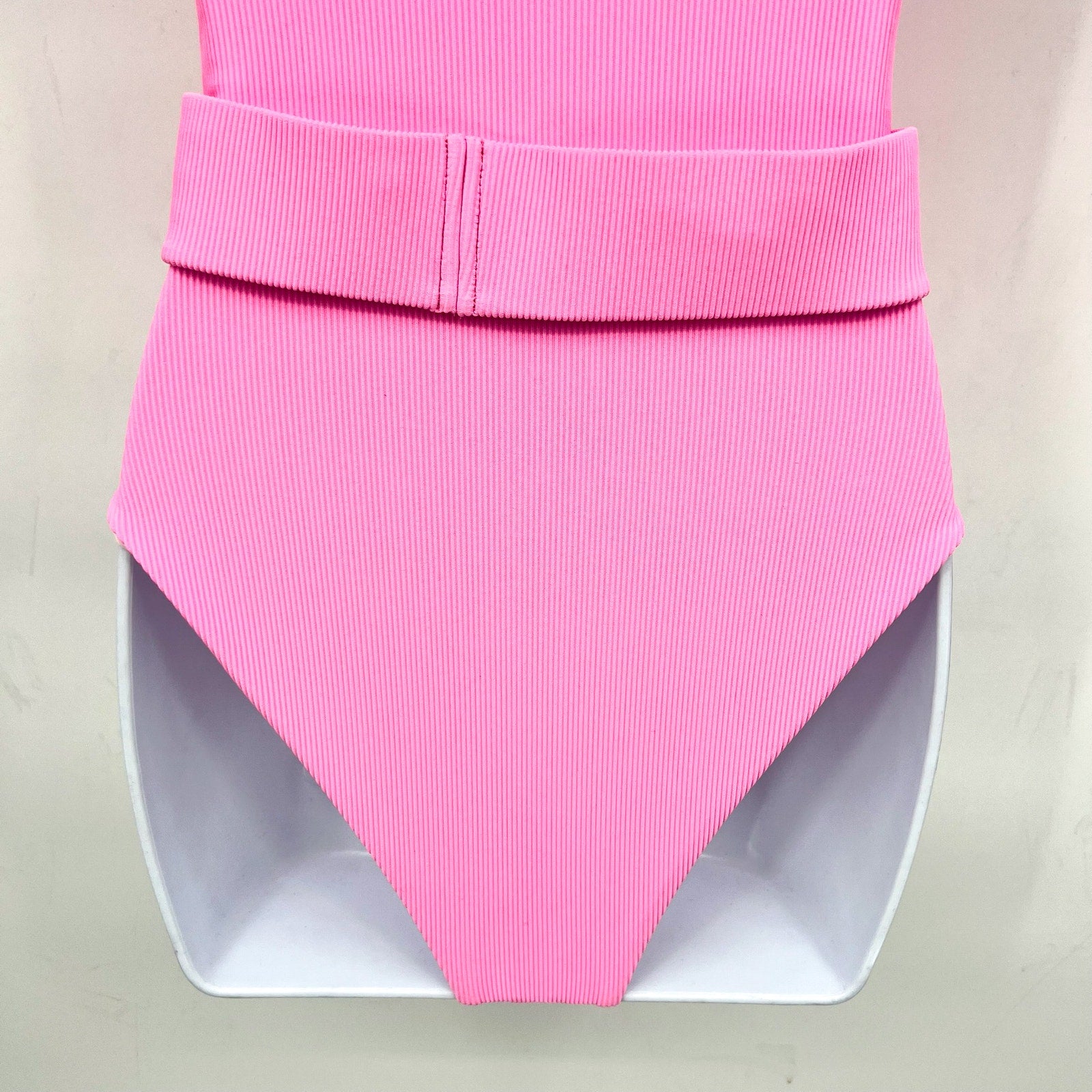 BEACH RIOT Women's Sydney Belted One Piece Swimsuit XS Prism Pink Ribbed NWT