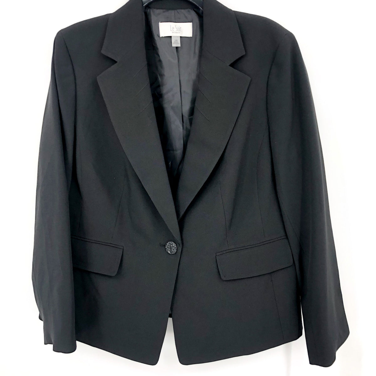 LE SUIT Women's Single Button Blazer Size 14W Black Suit Jacket NWT