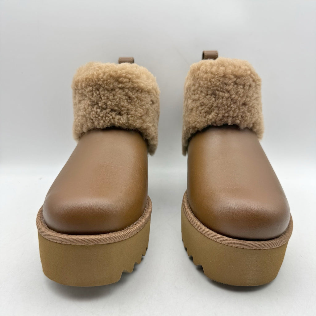 UGG Womens Ultra Mini Alina Ankle Bootie US 5 EU 36 Chestnut Brown Leather NIB