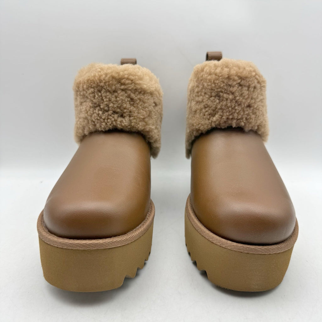 UGG Womens Ultra Mini Alina Ankle Bootie Size 5 EU 36 Chestnut Brown Leather NIB