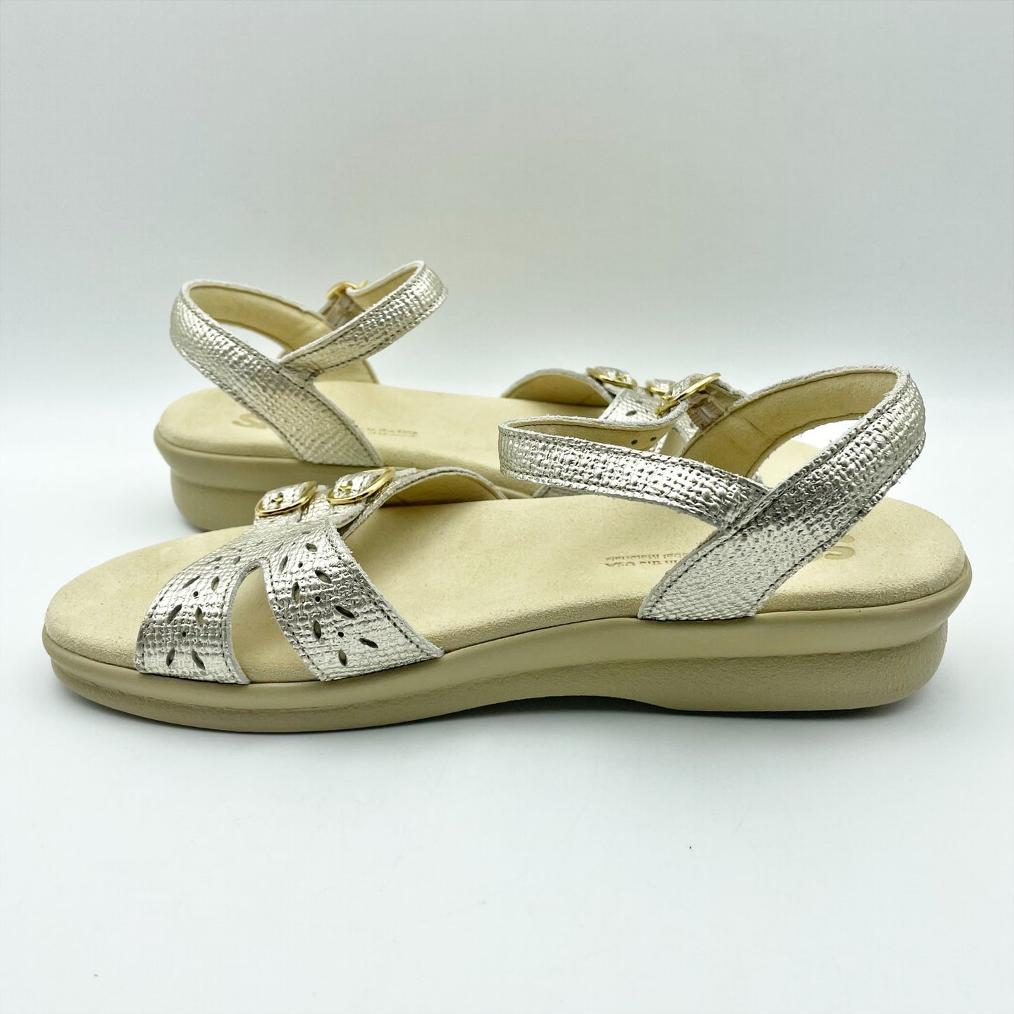 SAS Womens Duo Adjustable Comfort Sandal US 8.5 M EU 39 Gold Leather NWOB