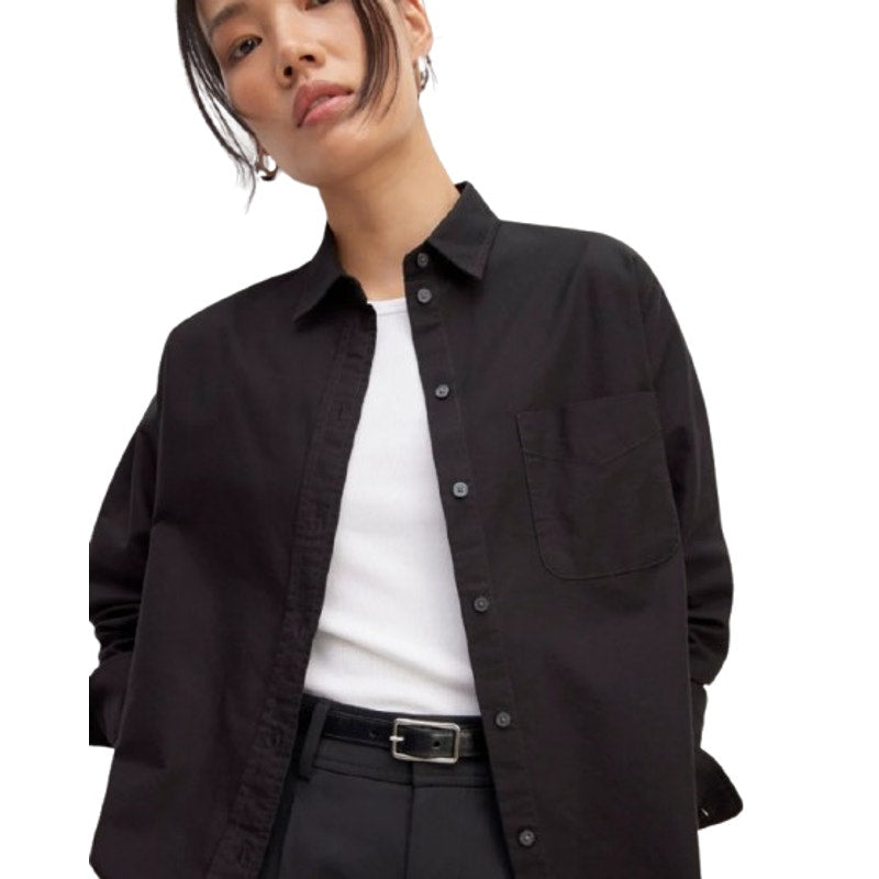 EVERLANE Women's The Must-Have Oxford Shirt Size 12 Black Oversized NWT