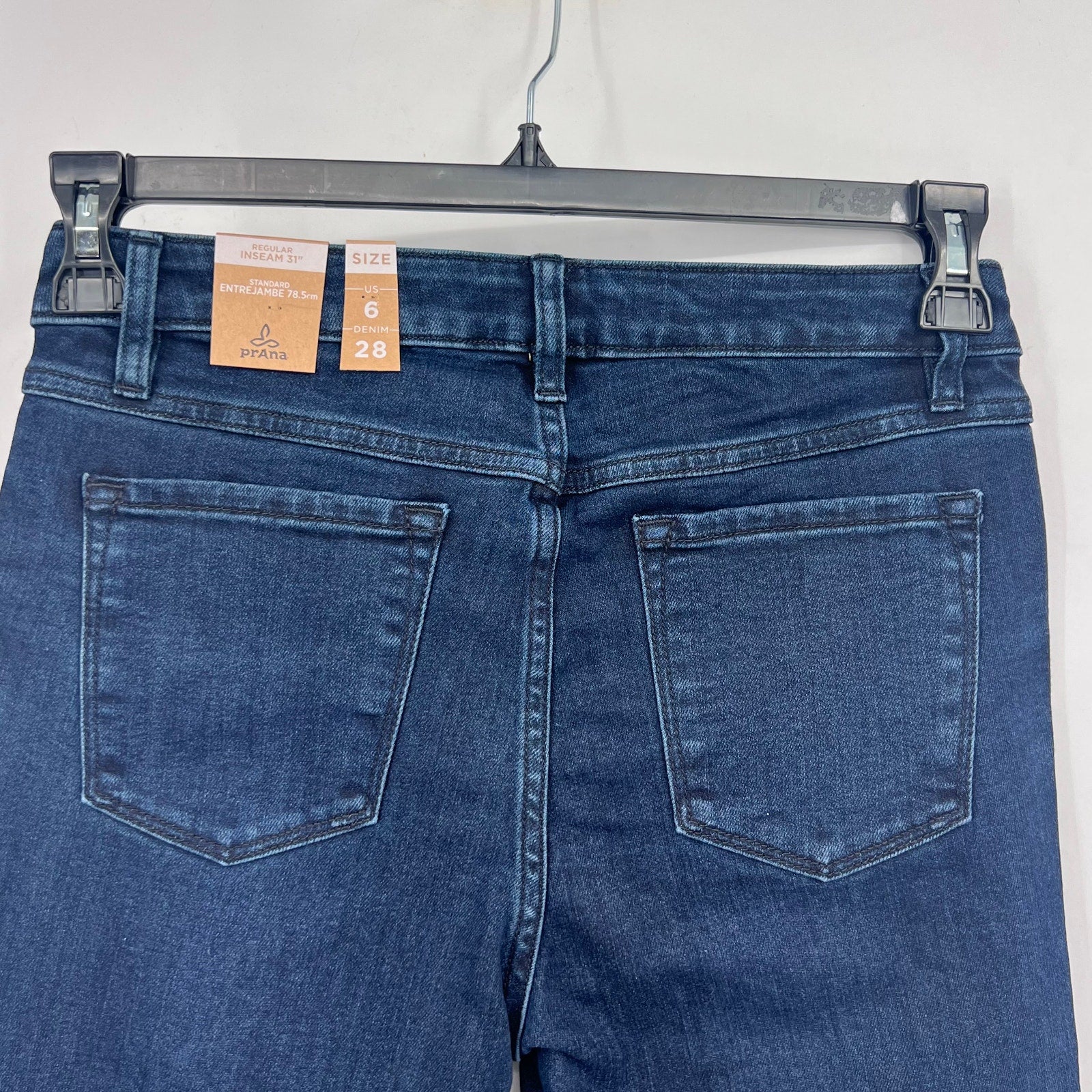 Prana Womens Sienna Skinny Jeans 28x31 US 6 Deep Blue Stretch Denim Mid Rise NWT