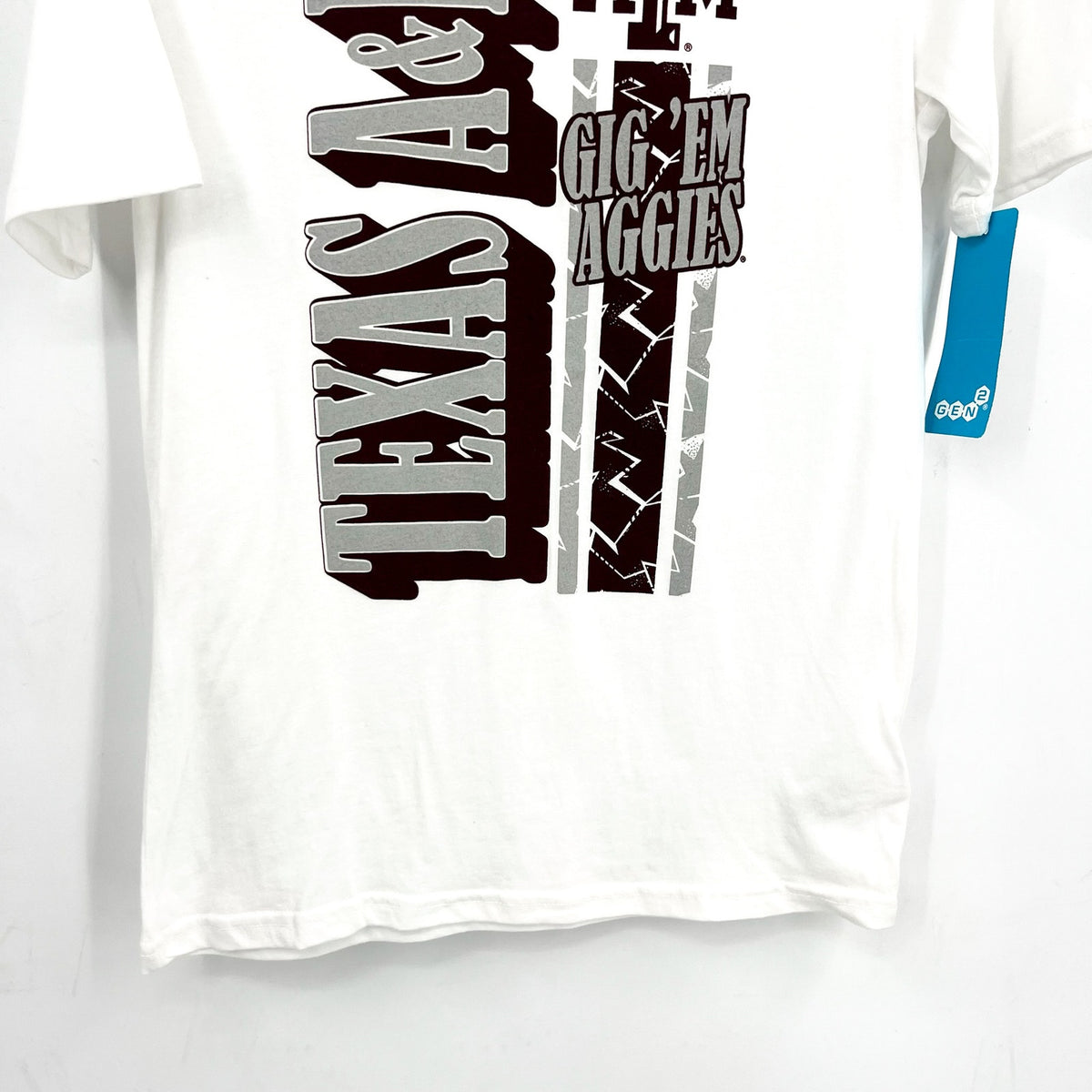 GEN 2 Kids Texas A&M Duster Graphic T-shirt Large White Short Sleeve NWT