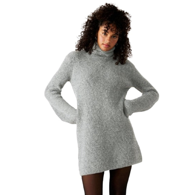 STEVE MADDEN Women's Abbie Sweater Dress Medium Heather Grey Turtleneck NWT