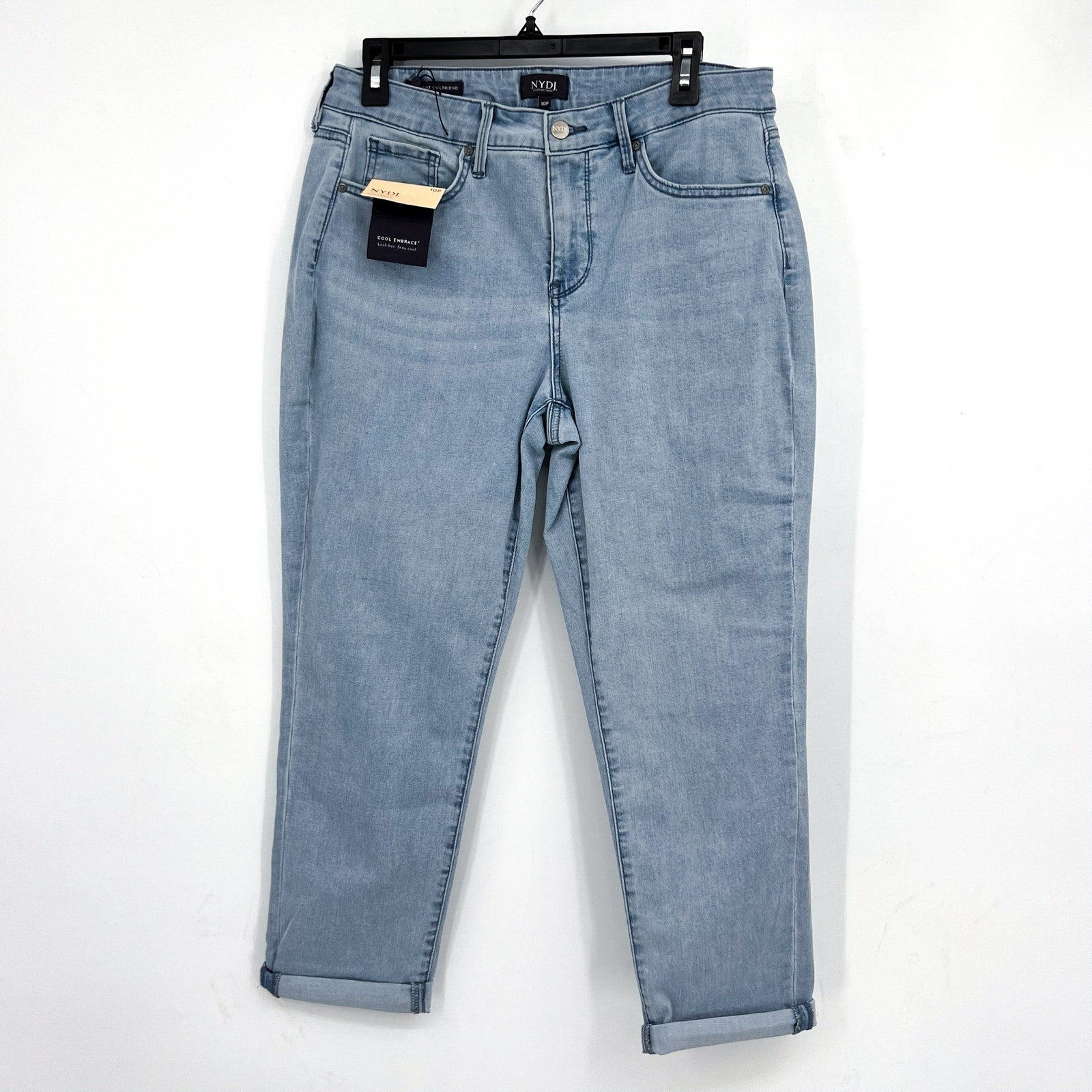NYDJ Womens Margot Girlfriend Jeans Size 10 PETITE Kingston Blue NWT