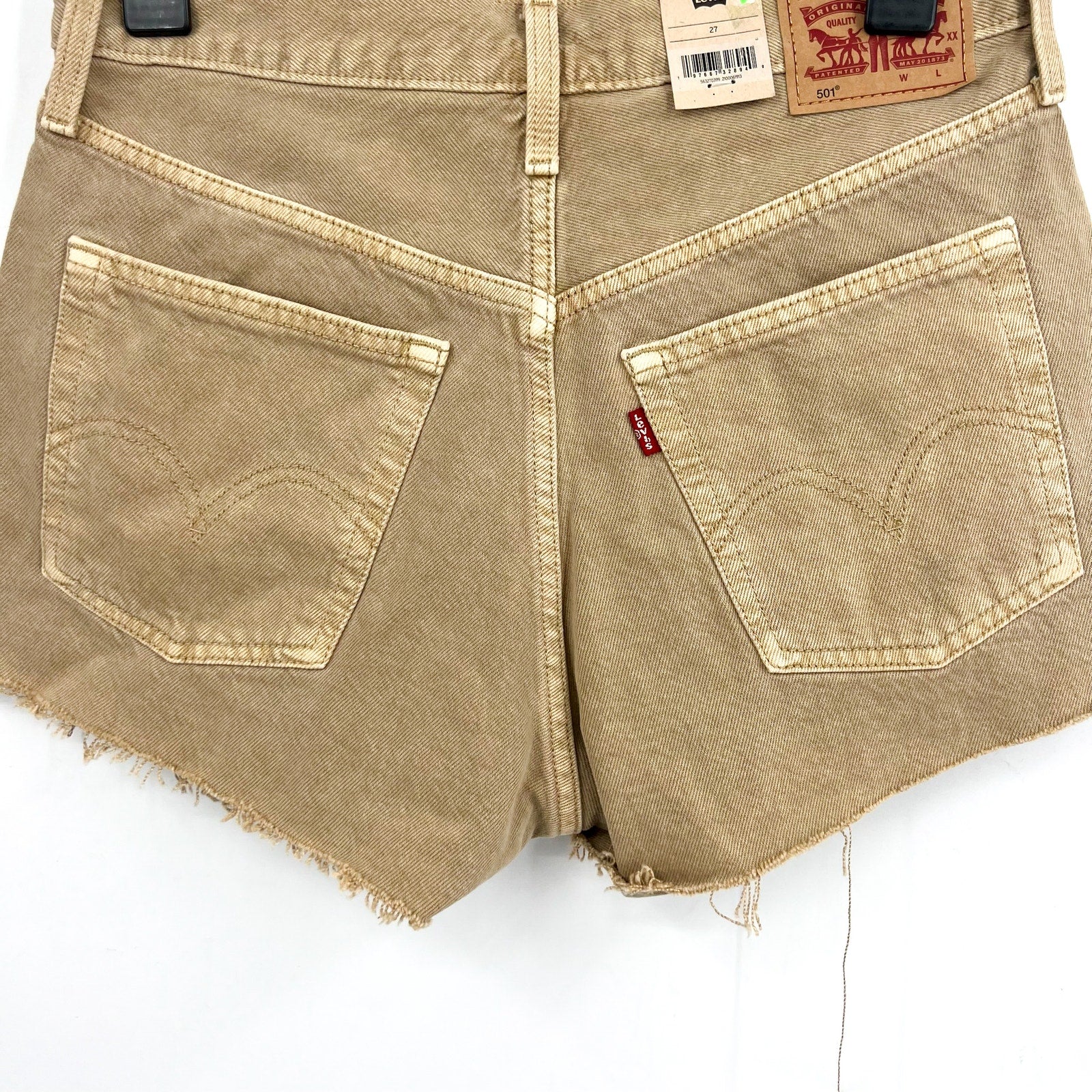 LEVIS Womens 501 Original Fit Shorts Size 27 US 4 Light Brown 56327-0399 NWT