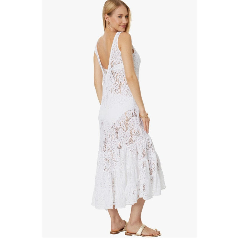 LILLY PULITZER Womens Finnley Lace Cover-up Swim Dress XXS White NWOT
