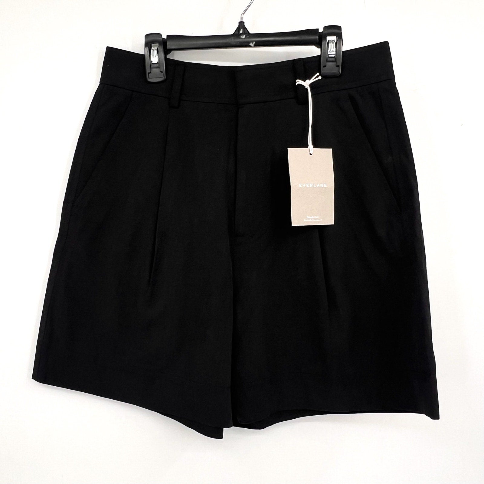 EVERLANE Women's The Way-High Drape Shorts Size 4 Black Pleated NWT