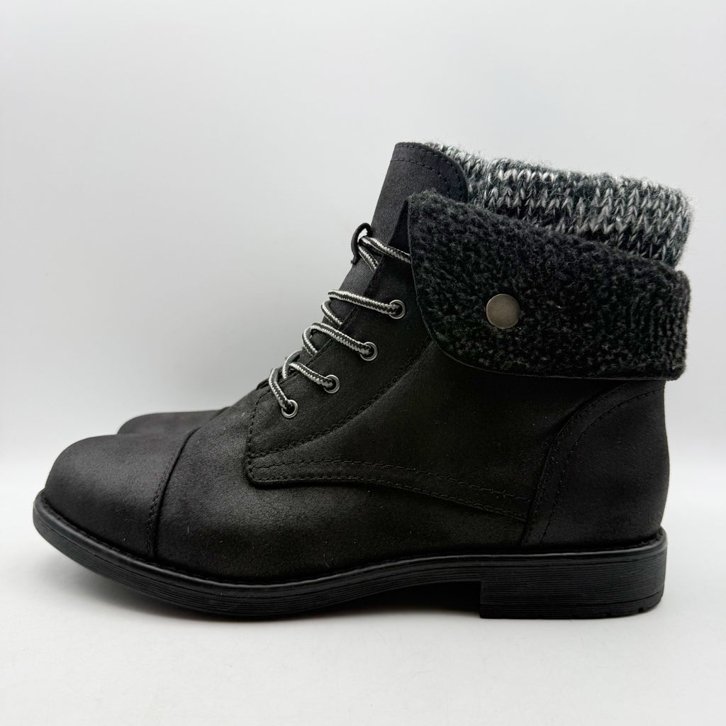 Cliffs by White Mountain Womens Duena Ankle Booties US 11 Wide Black Knit NWT