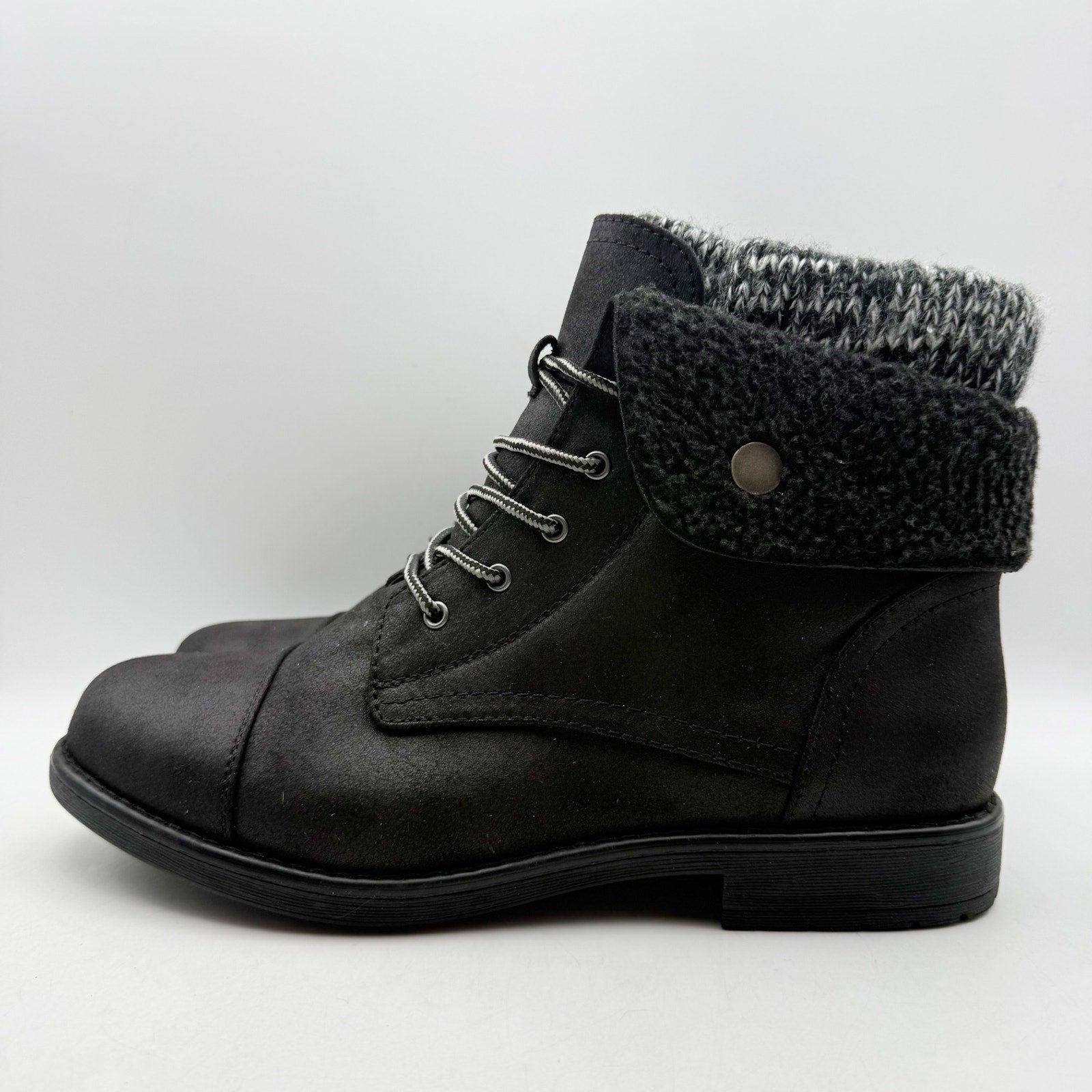 Cliffs by White Mountain Womens Duena Ankle Booties US 11 Wide Black Knit NWT