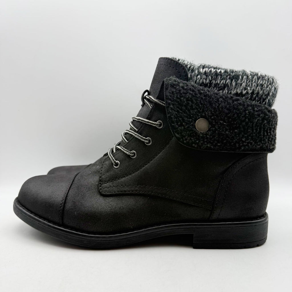 Cliffs by White Mountain Womens Duena Ankle Booties US 11 Wide Black Knit NWT