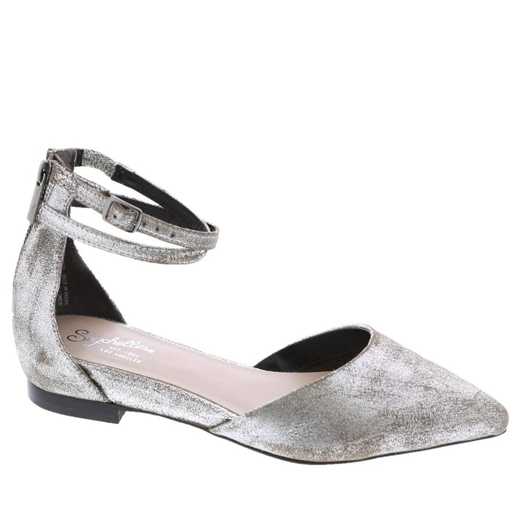 Seychelles Womens What a Girl Wants Flats US 8.5 M Silver Pewter Leather NIB